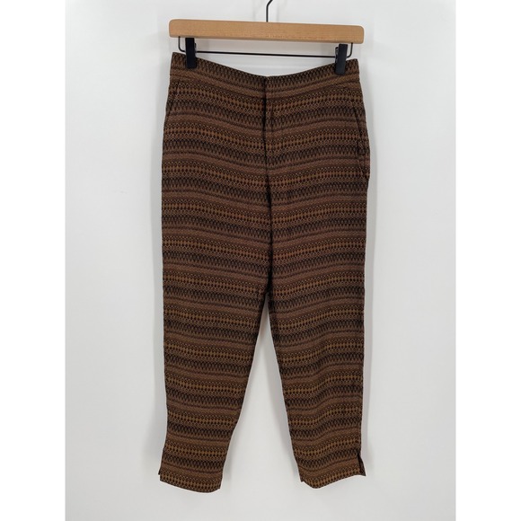 & Other Stories Pants - & Other Stories Golden Bronze Jacquard Cropped Pants Geometric US 2